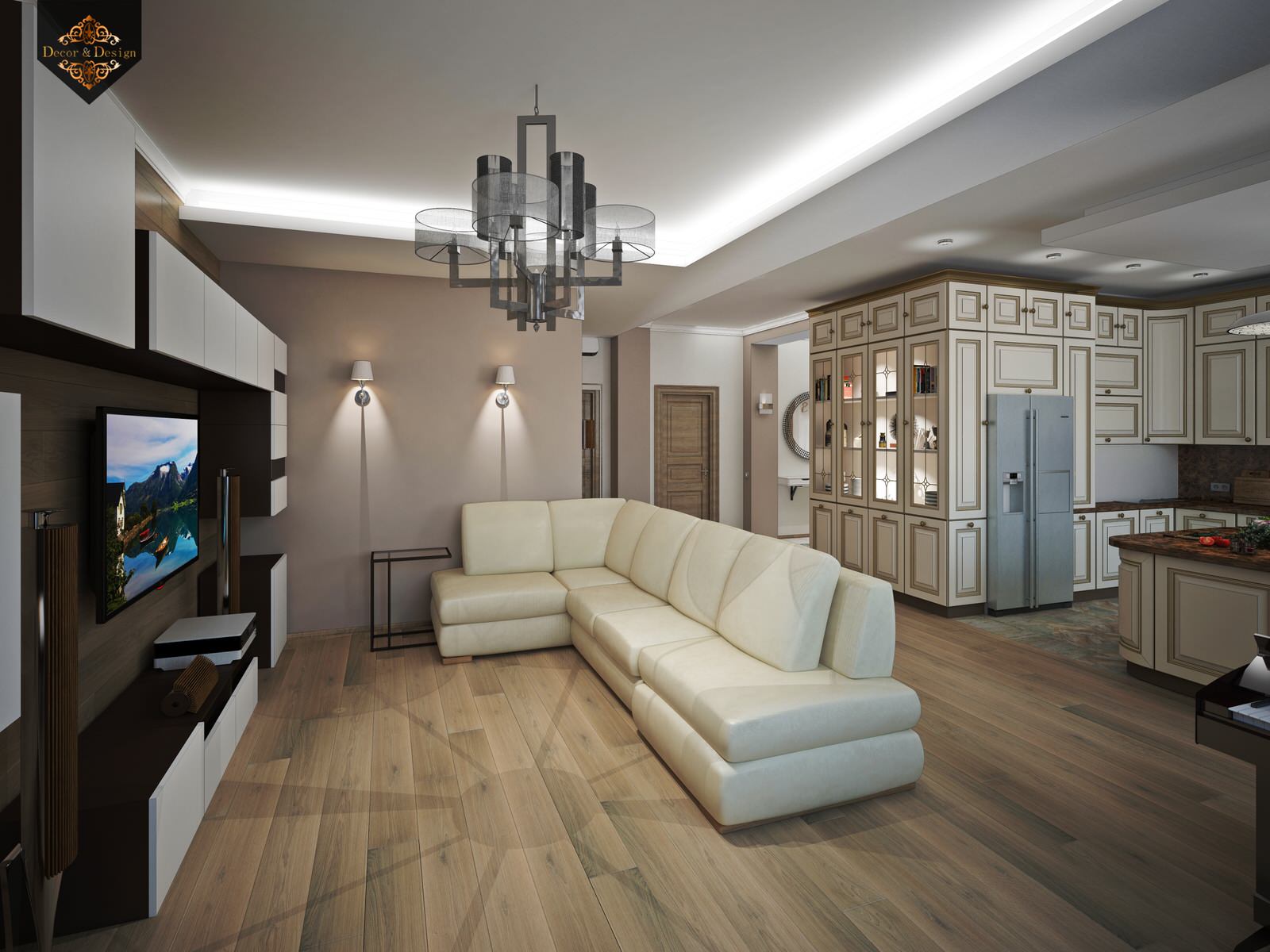 "Фьюжн в интерьере"трехкомнатная квартира в Казани по ул. Муштари