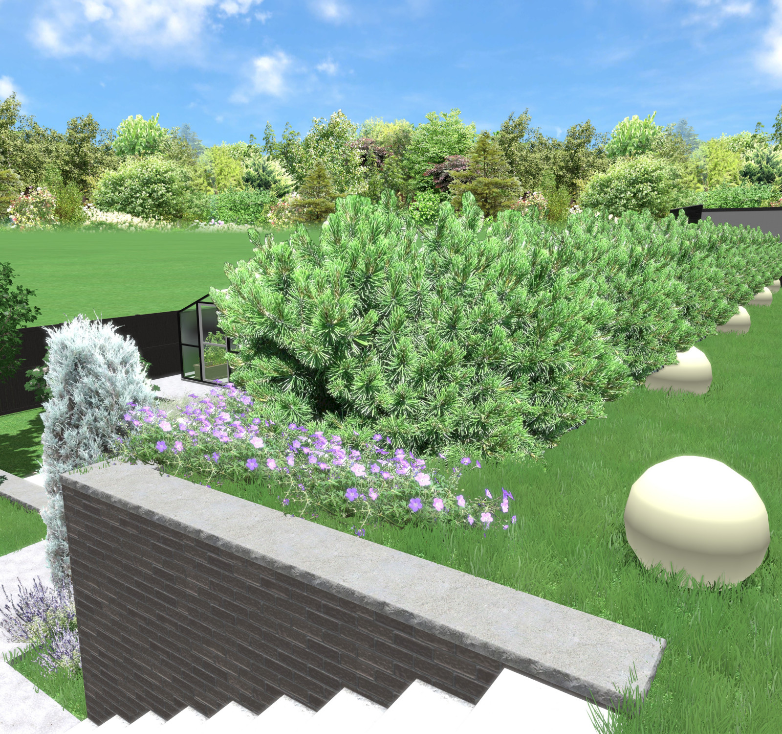 Проект участка с вертикальной планировкой. Подпорные стенки и перепады высот.