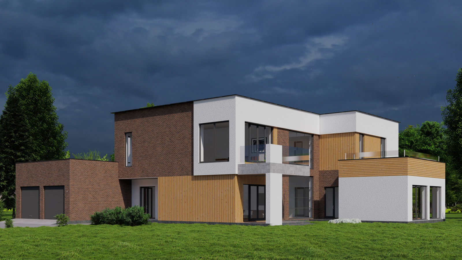 Двухэтажный дом со вторым светом и гаражом