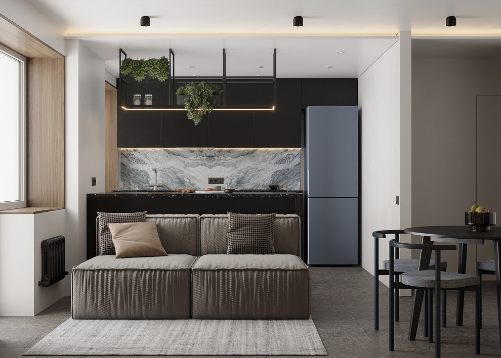 Обложка проекта: Минималистичная квартира с тёмной спальней