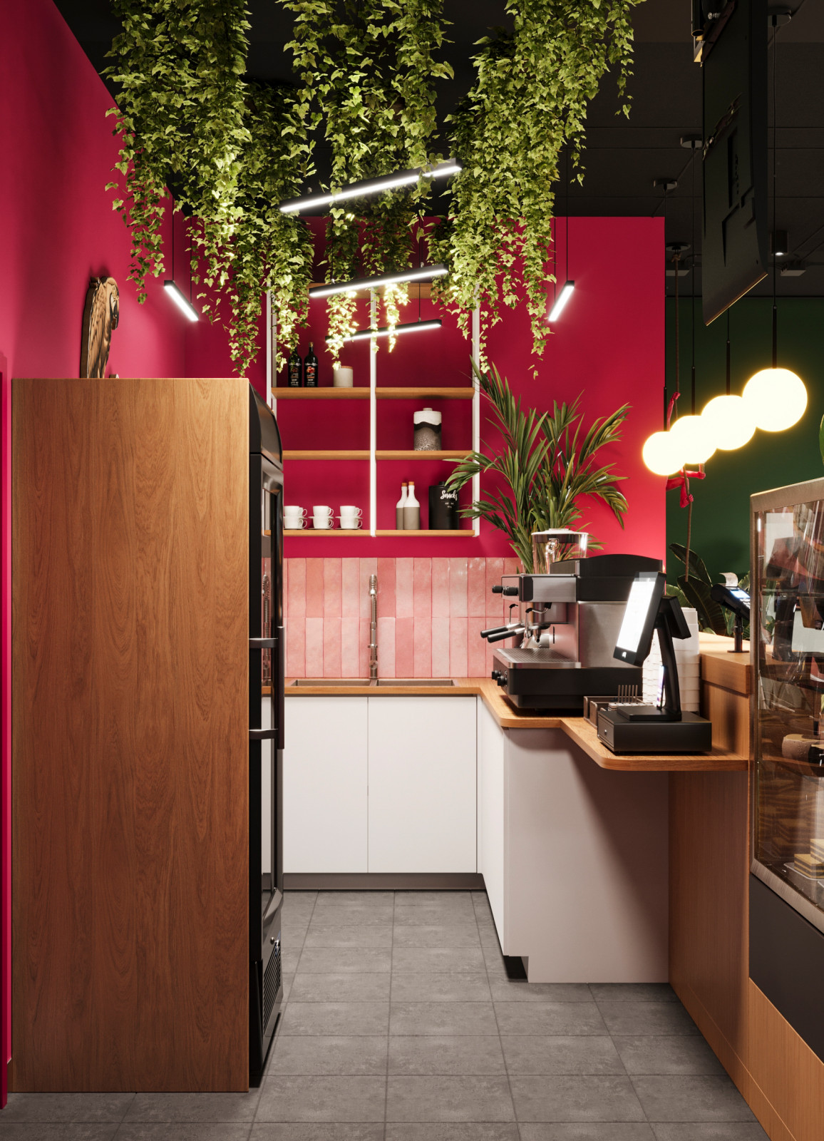 Кофейня в тропическом стиле. Проект