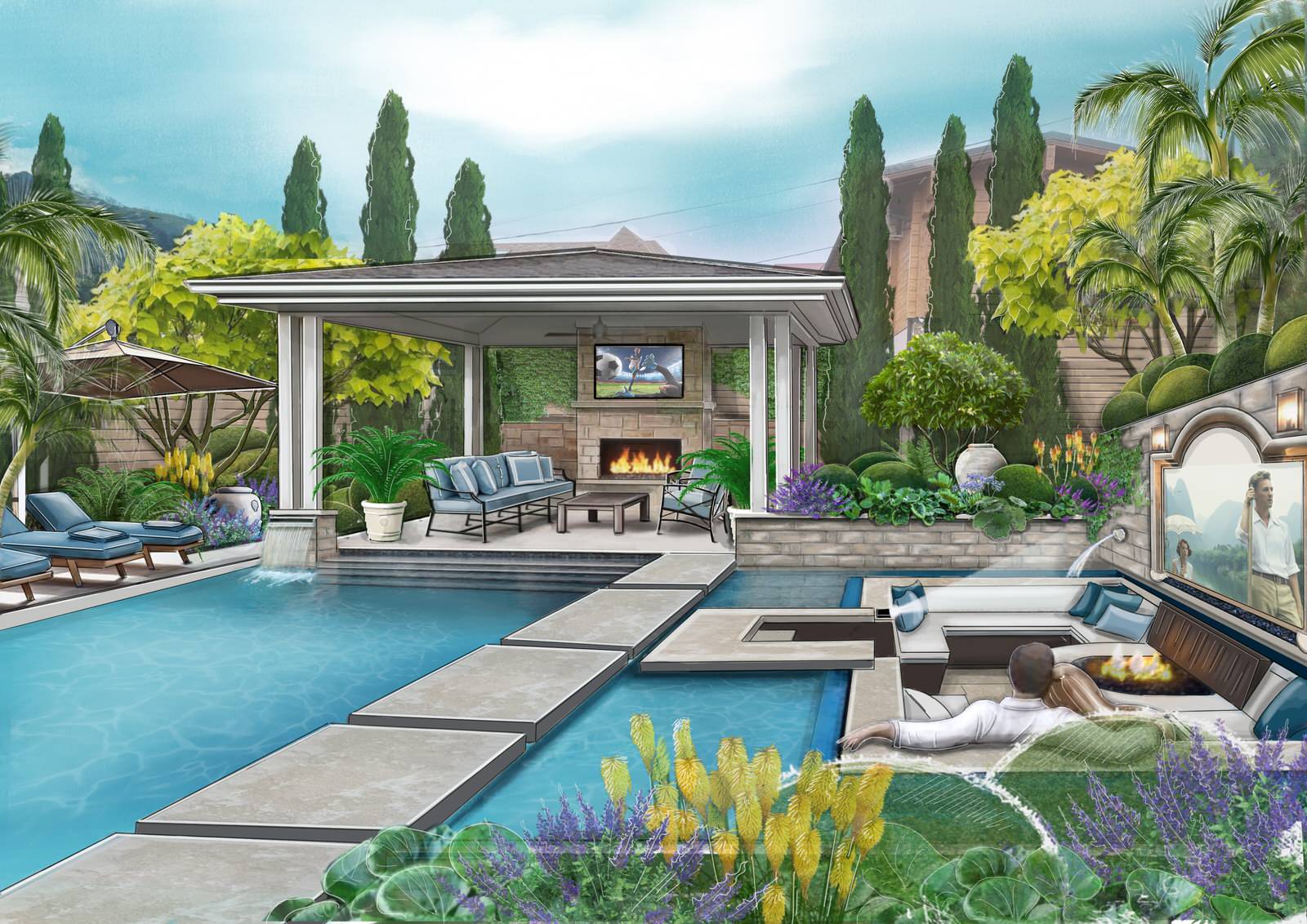 Обложка проекта: Концепция к Гостиному дворику в Тосканском стиле.