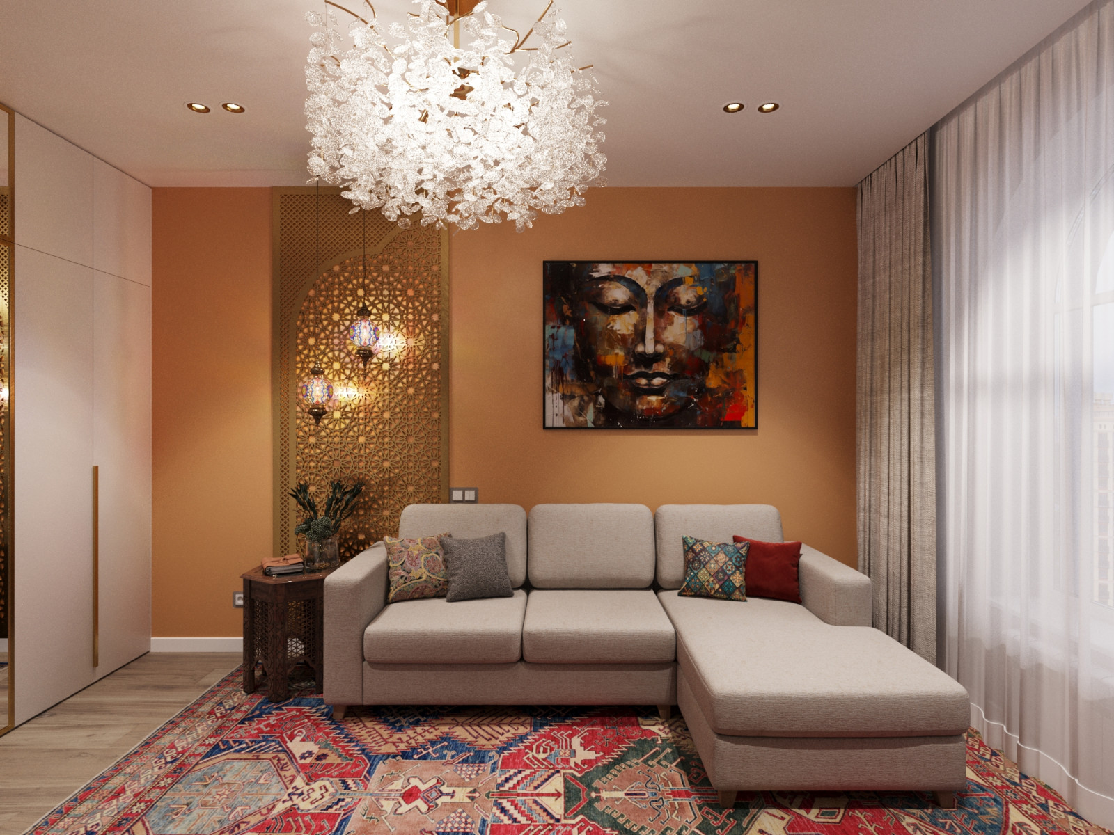 Дизайн проект - яркая двухкомнатная квартира 56 м2