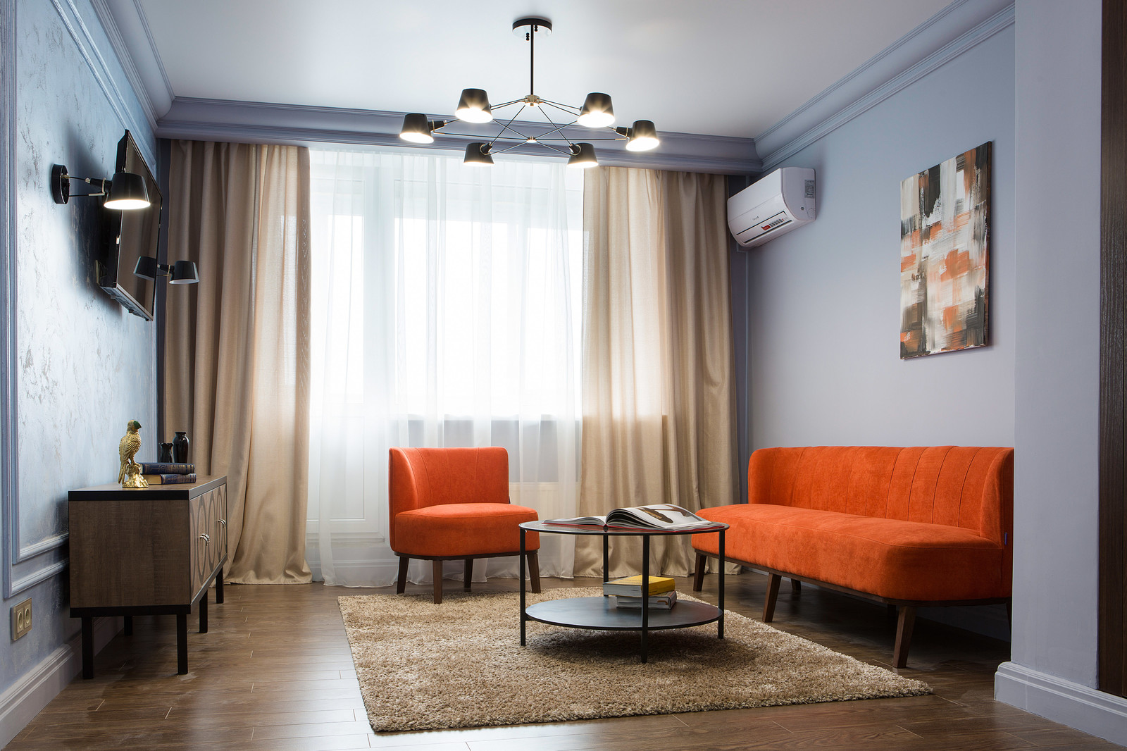 Дизайн однокомнатной квартиры в стиле Mid-century