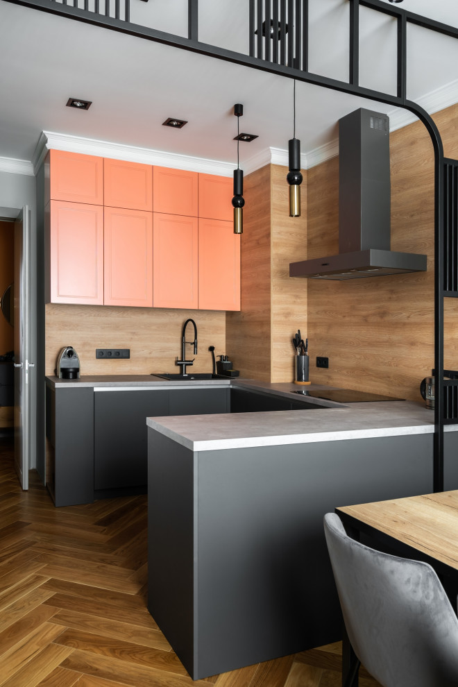 Небанальный лососевый в сочетании с серым