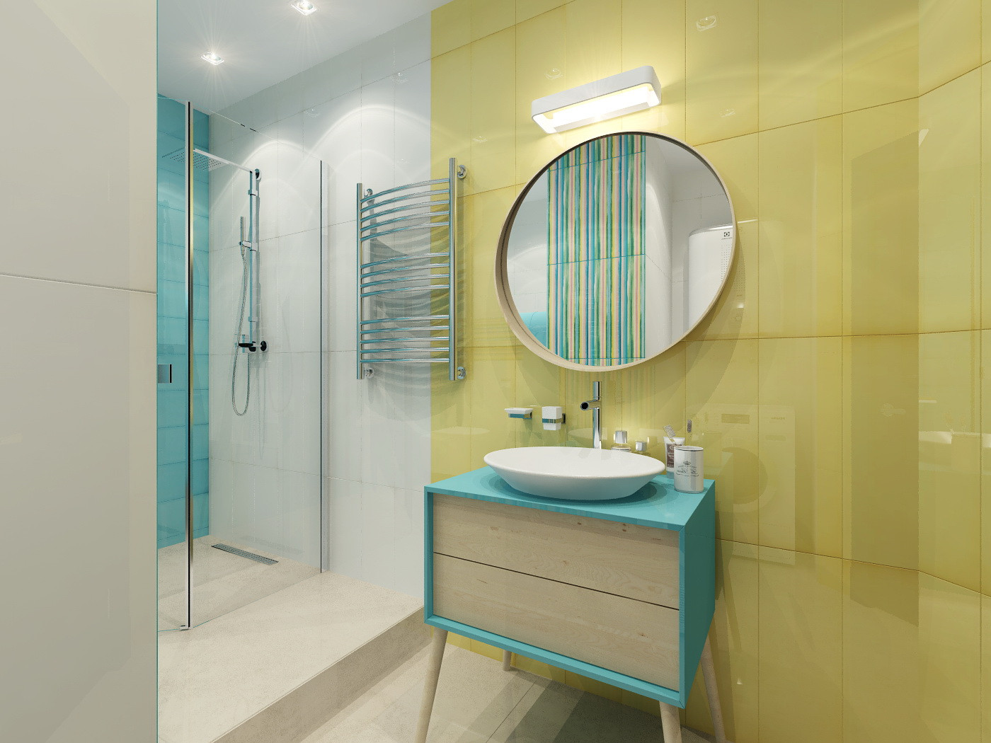 Яркая ванная с подиумом