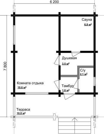 Проект бани из бруса Ключ-44