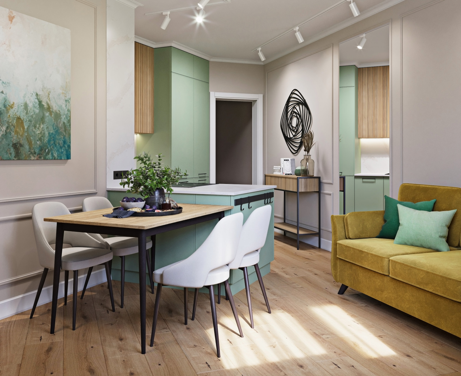 Обложка проекта: Просторная кухня-гостиная.