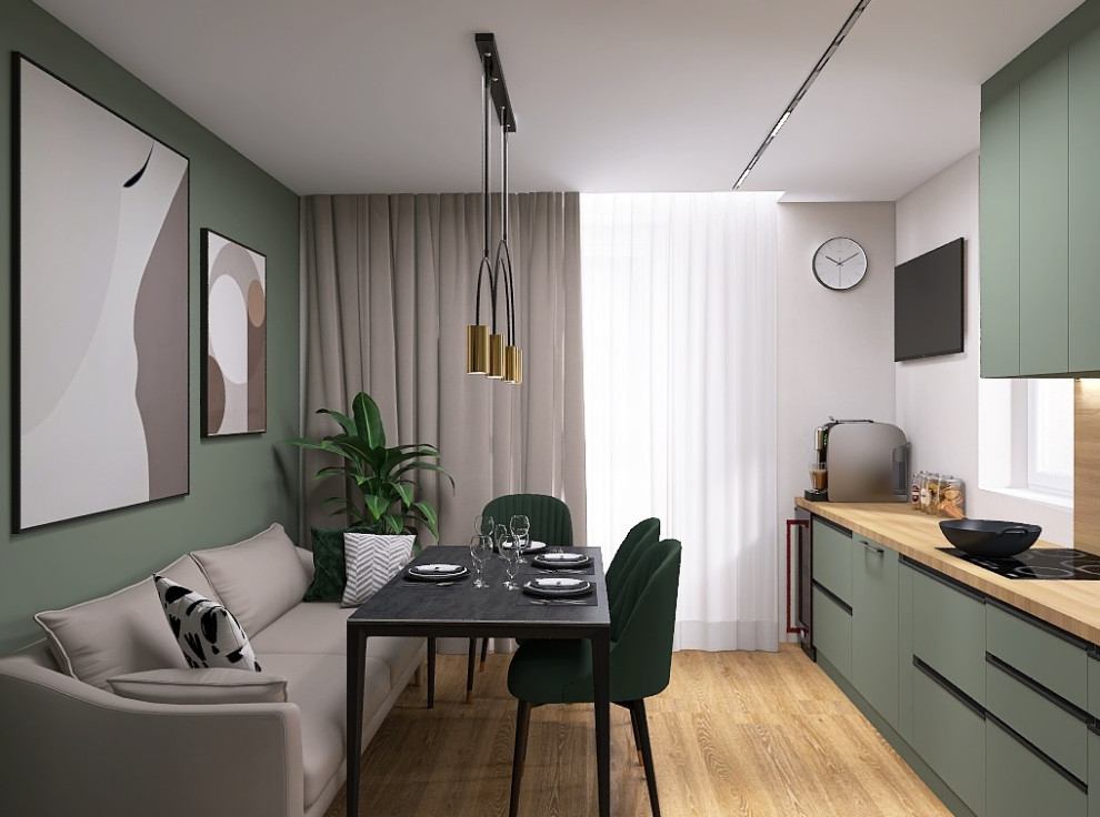 Обложка проекта: Кухня в тёмно-зелёном
