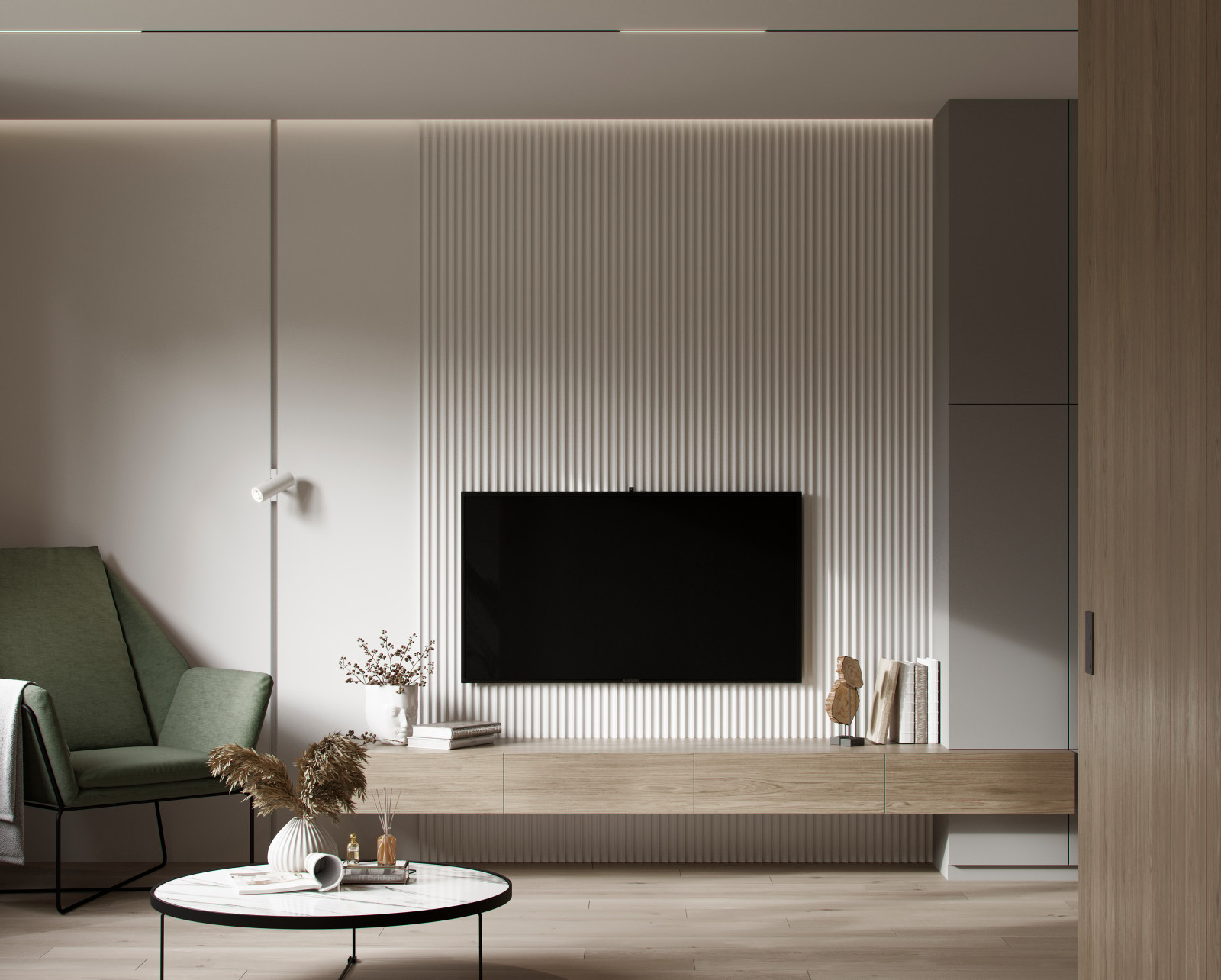 Apartamento moderno con cocina pequeña