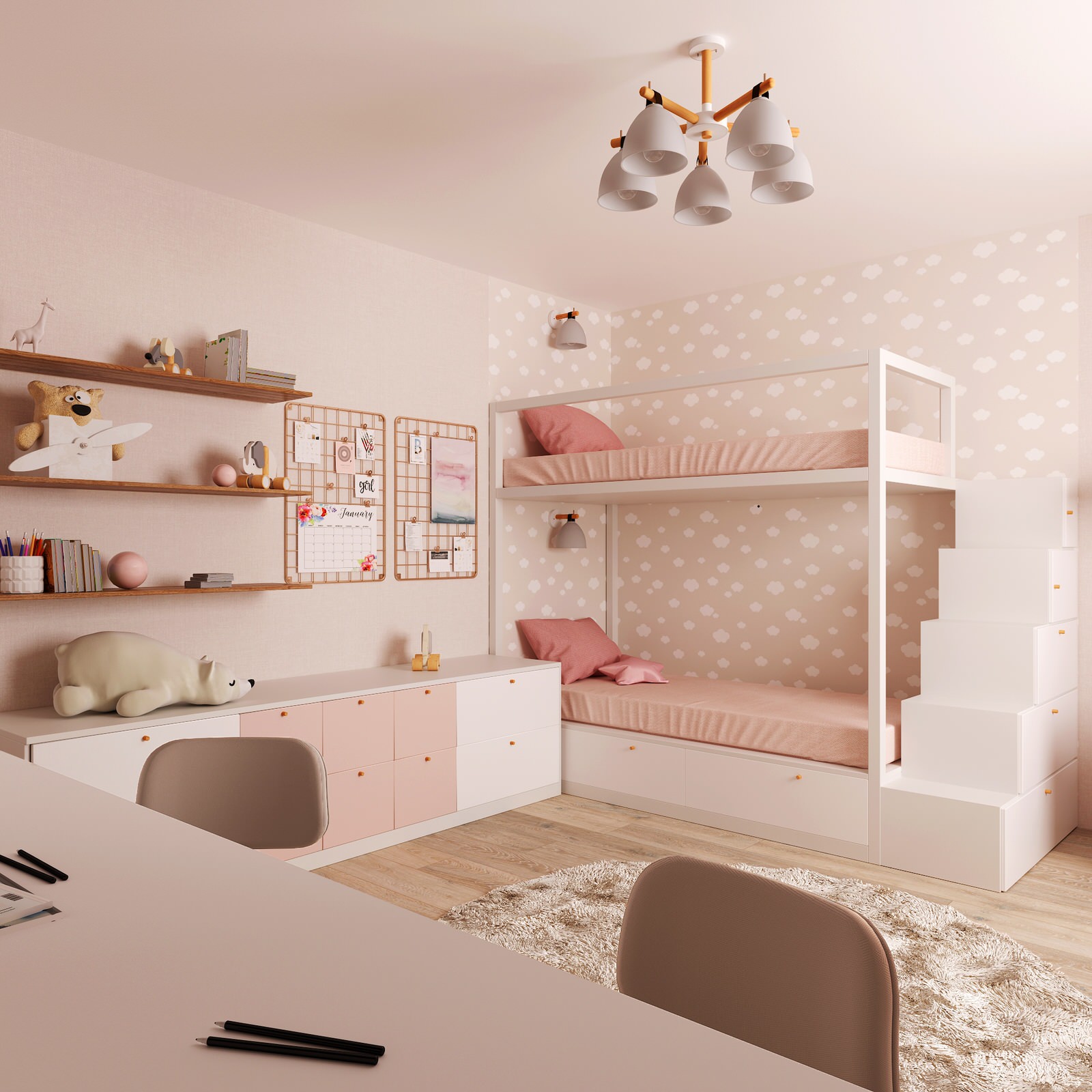 Нежная детская для двух девочек