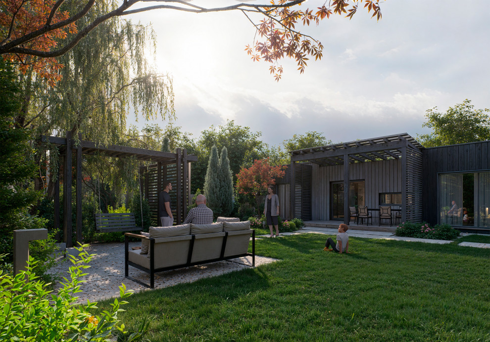 Ландшафтный дизайн участка с типовым домом