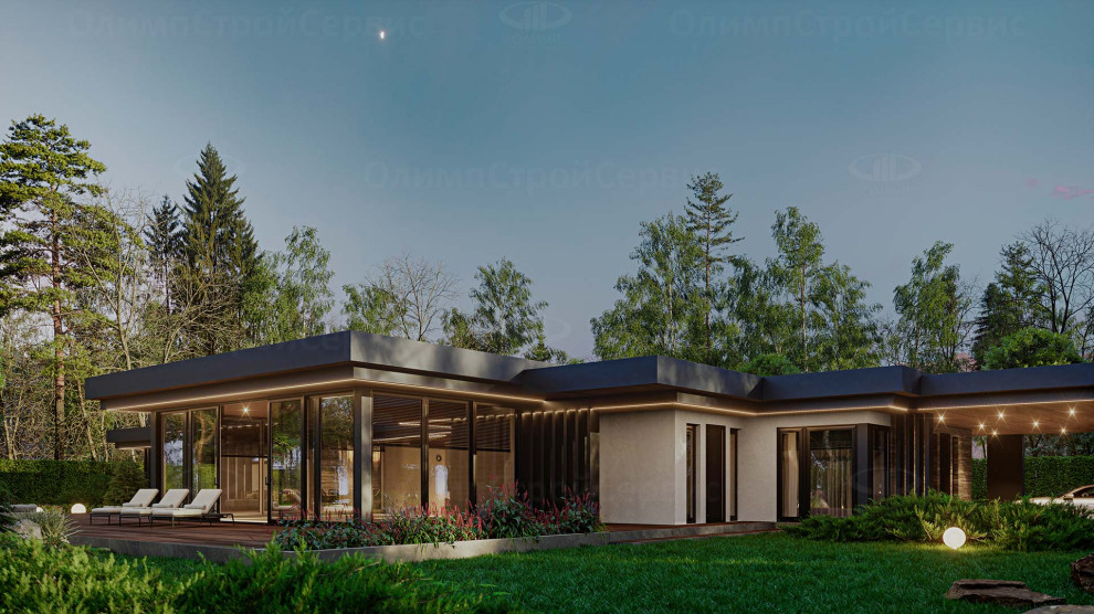 Одноэтажный дом «Бергер» с плоской крышей