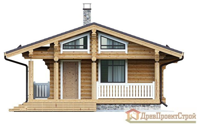 Проект бани № 5. Баня из оцилиндрованных бревен 59,19м², 10000 х 7000.