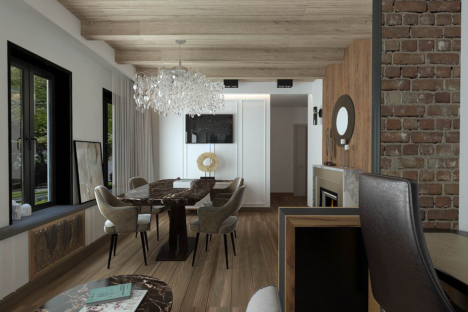 Дизайн интерьера гостиной в частном доме в Ростове-на-Дону