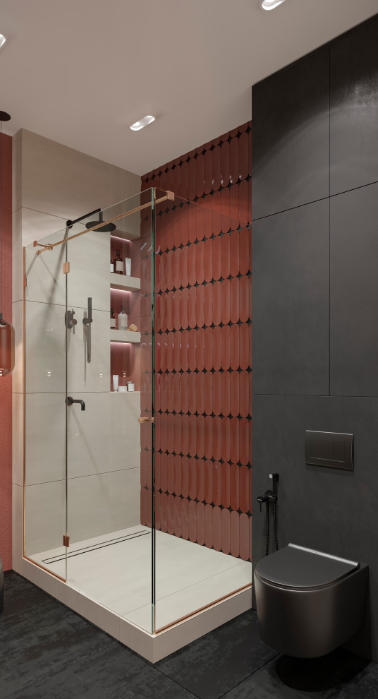 Гостевой санузел из проекта "Оранжевый Блюз" в ЖК Neva Towers, г. Москва