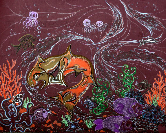 Обложка проекта: Детские обои по рисунку подводного мира.