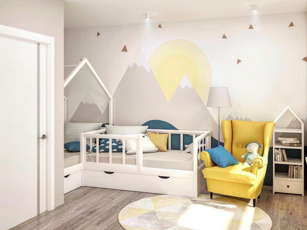 Обложка проекта: Компактная детская для двоих с горами и солнцем на обоях Alltowall в karmadesign