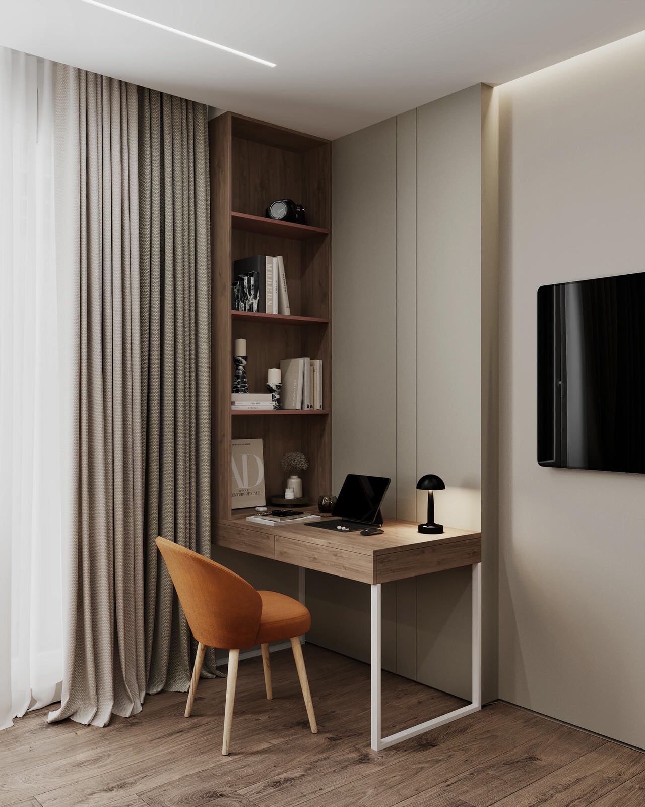 Дизайн интерьера квартиры в стиле джапанди с элементами бохо в ЖК "Квартал Che"