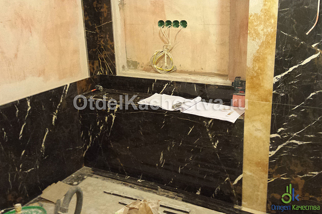 Укладка мрамора в ванной комнате