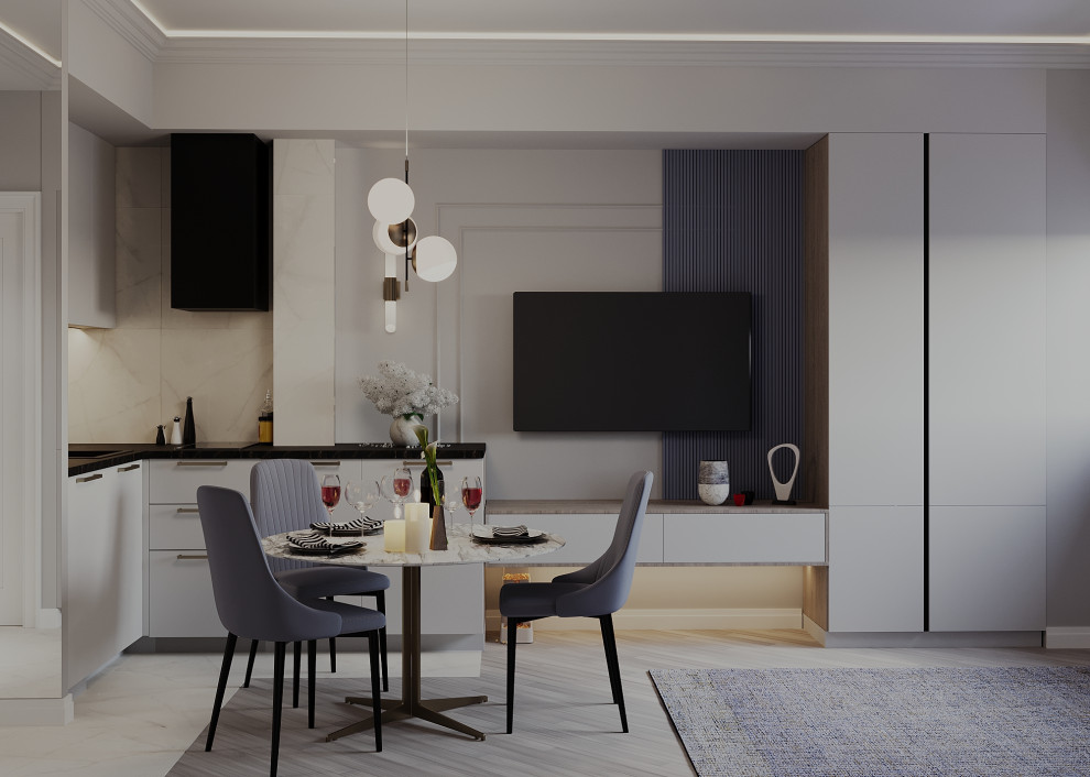 ЖК Статус г. Иваново, Дизайн-проект квартиры 47 м2, Кухня-гостиная