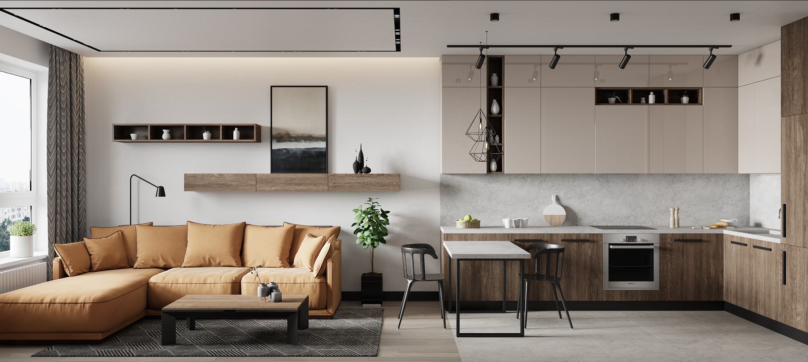 Гостиная с кухней