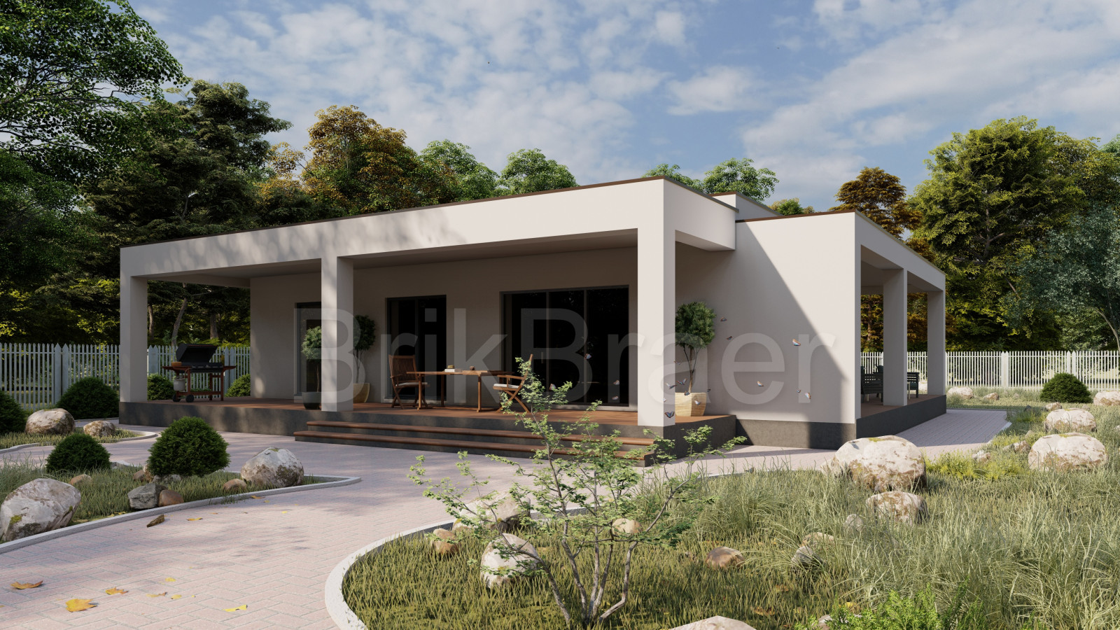 Проект дома №166 с плоской кровлей площадью 220 м2