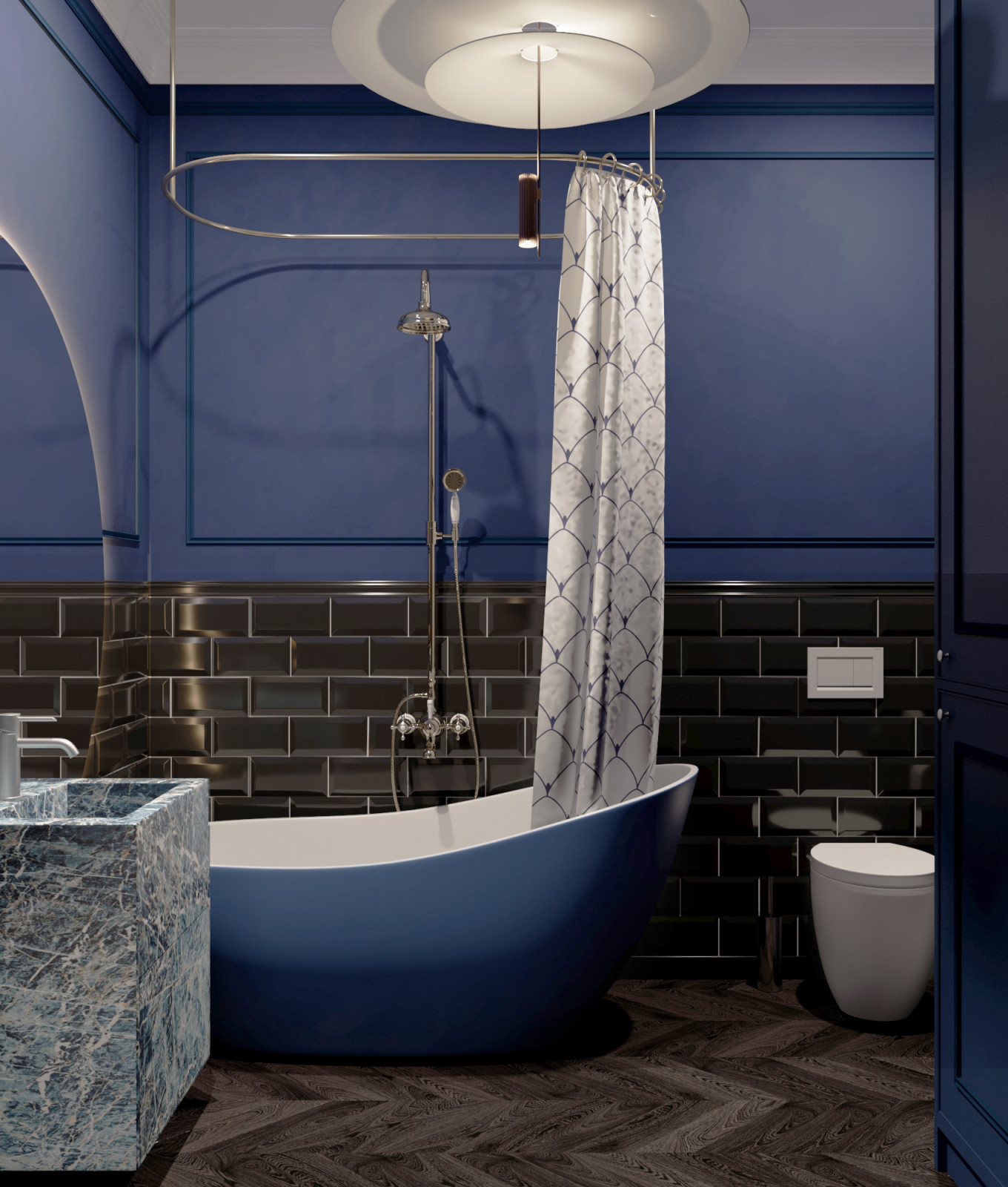 Темная ванная комната