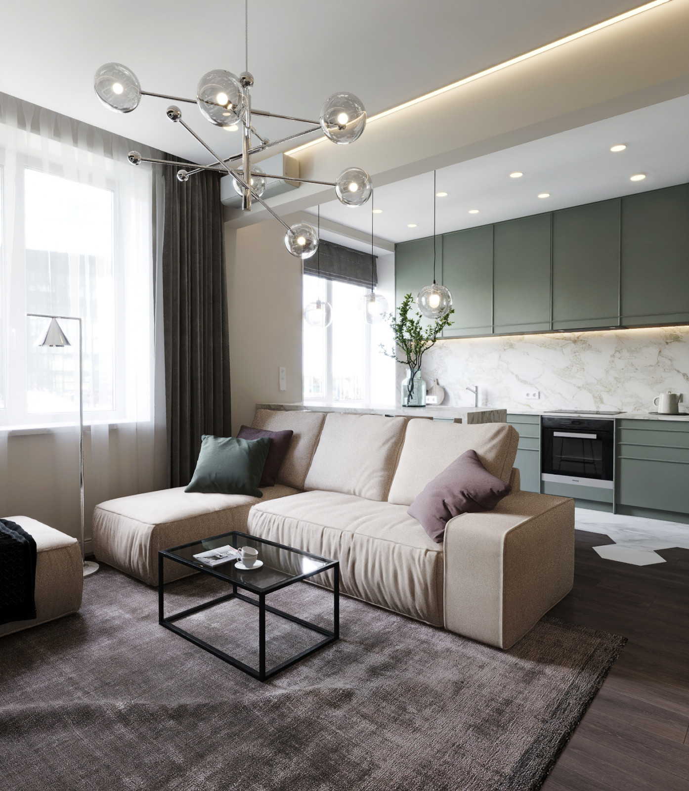 Обложка проекта: Дизайн-проект квартиры 58 кв.м. Кутузовский пр-кт. г. Москва.