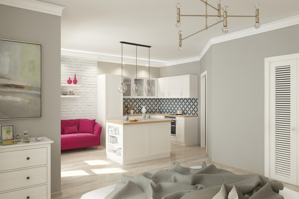 Квартира -студия в смешанном стиле.