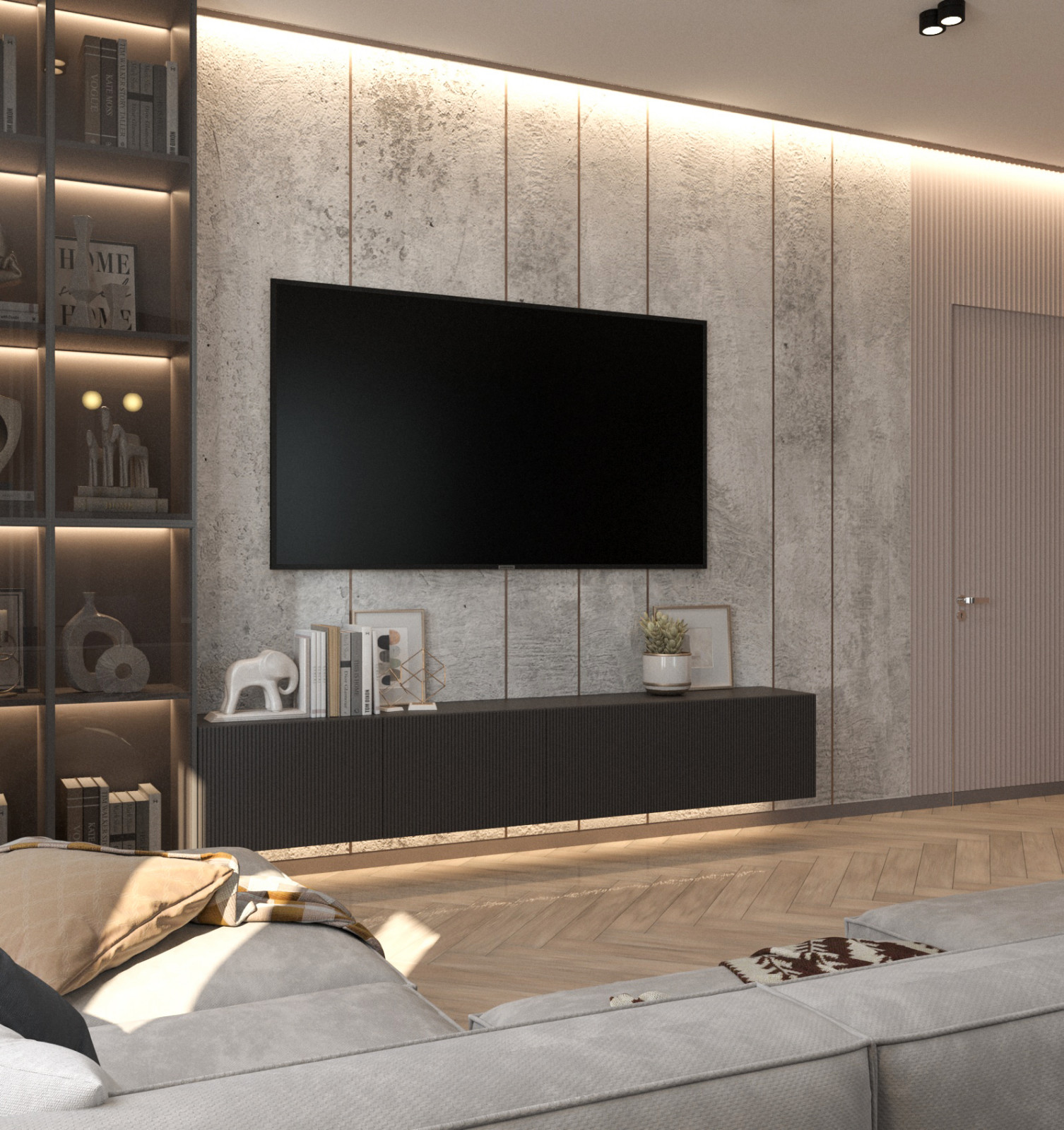 Обложка проекта: Просторная квартира в синими стенами