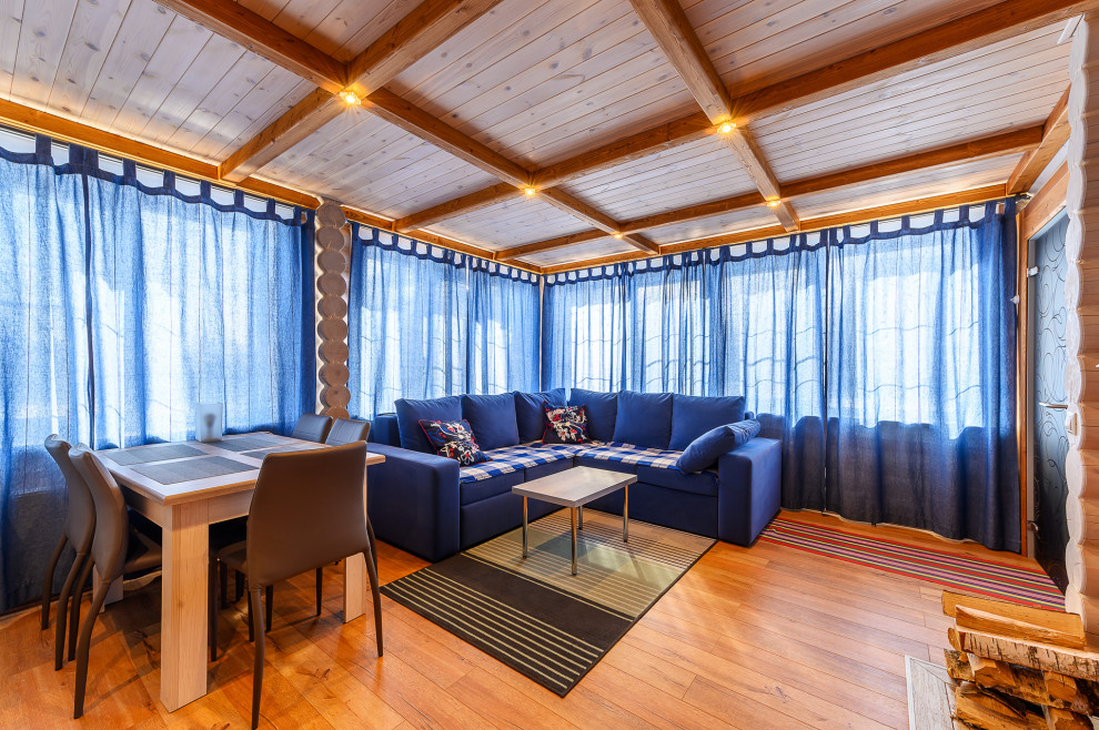 отделка дома из оцилиндрованного бревна