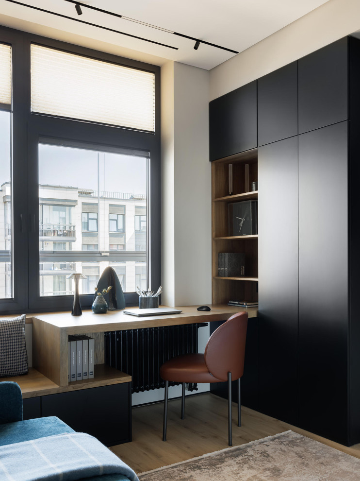 Дизайн Современная квартира с бордовыми акцентами в ЖК "Притяжение" - 146 м2