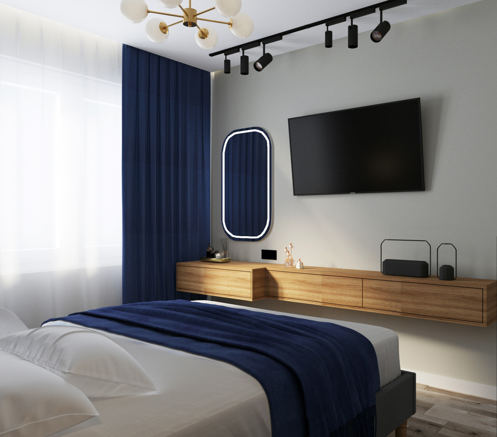 Дизайн с акцентным синим