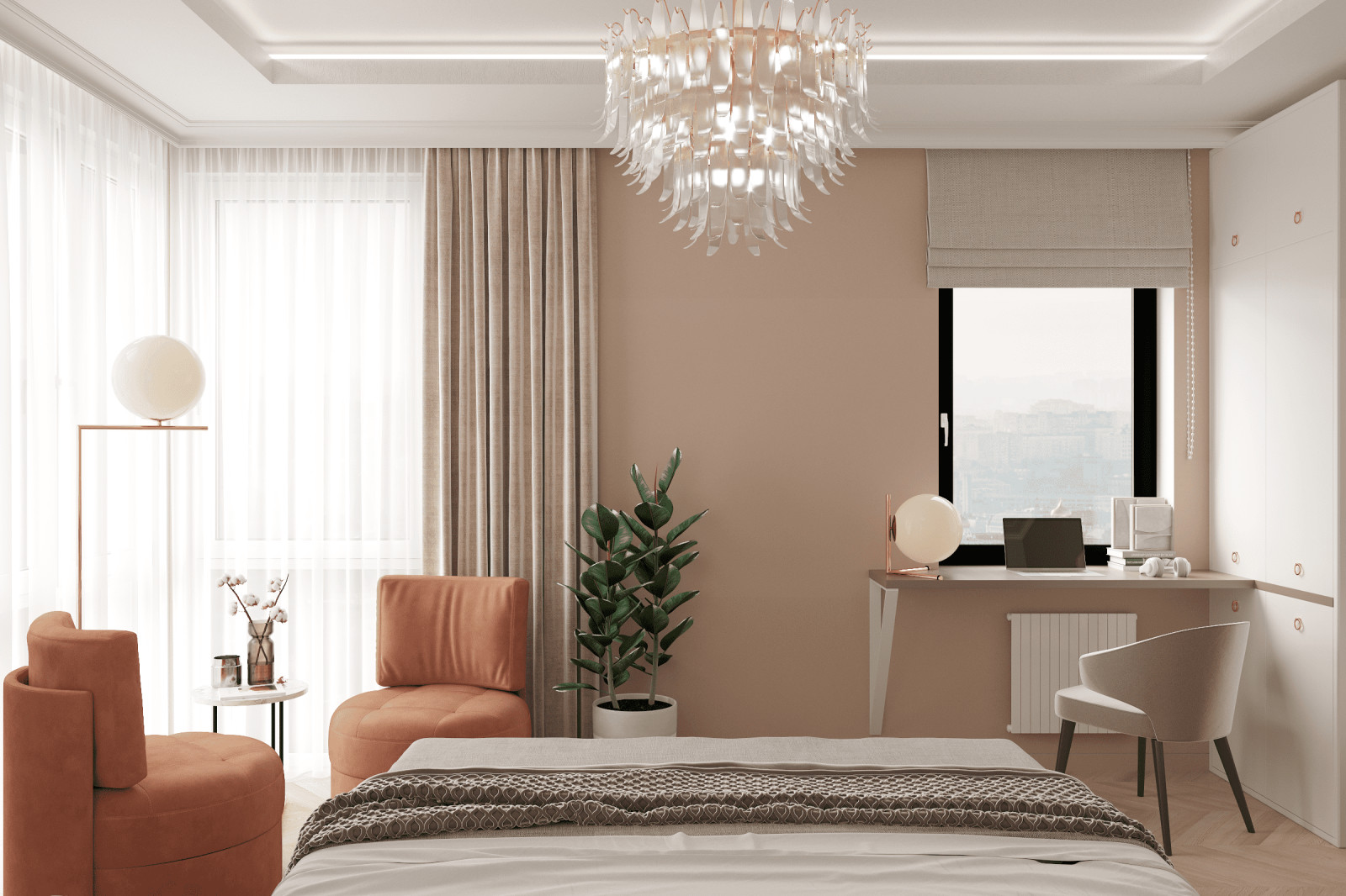 Просторная квартира в нежных оттенках со стильными элементами декора