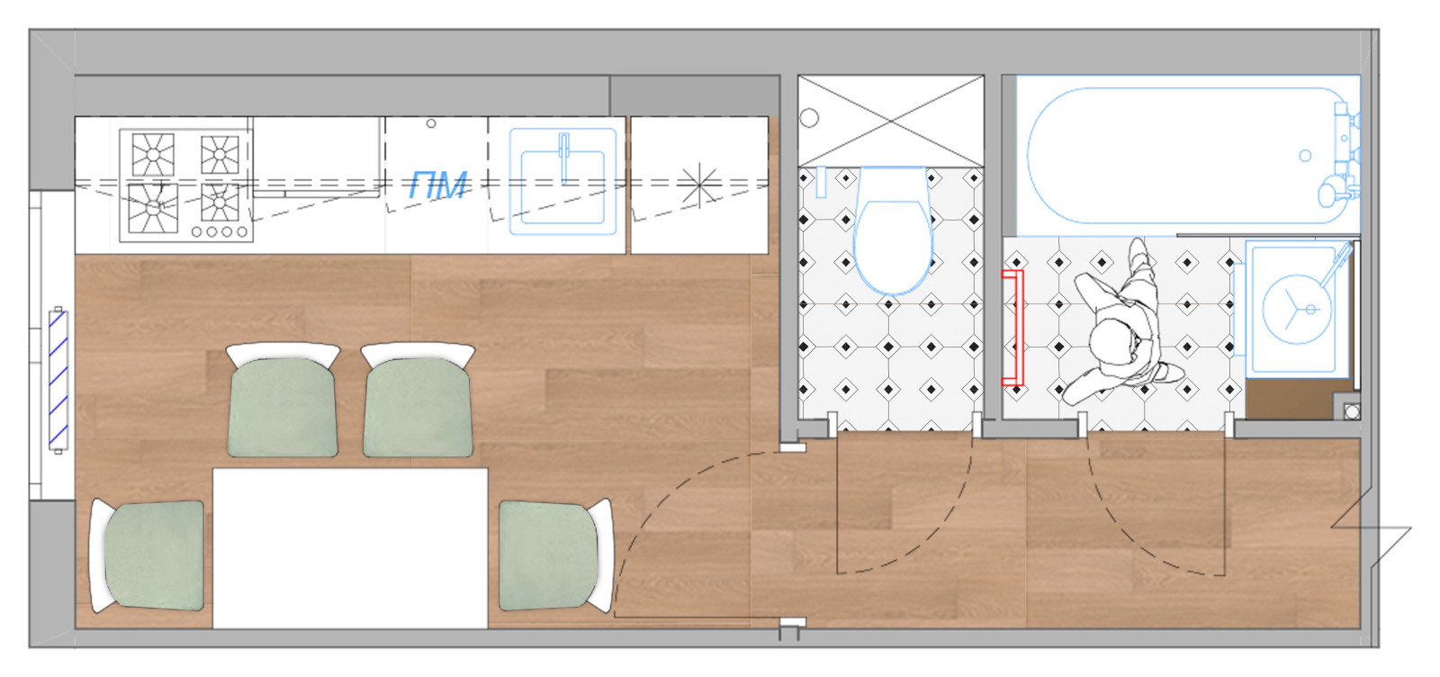 Обложка проекта: Кухня и санузел 10 м2