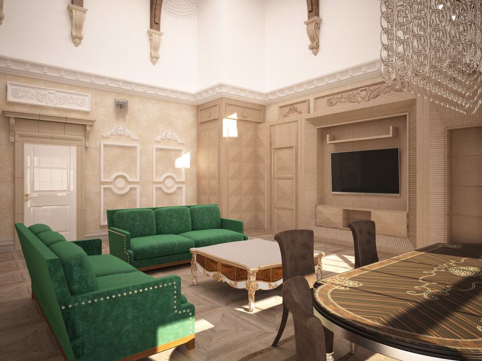 Дизайн-проект интерьеров гостинной и кухни особняка Шато