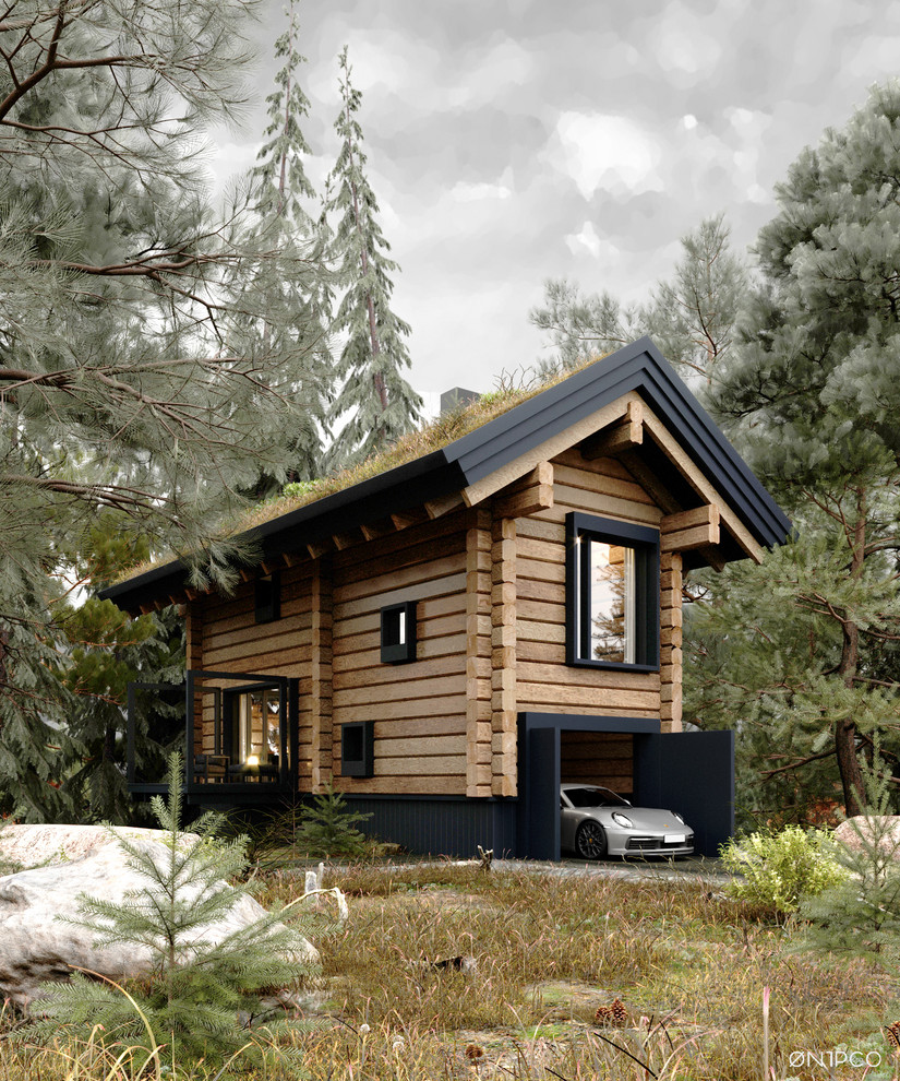 Обложка проекта: Ультимативно-узкий дом из лафета сибирской лиственницы / 95 м.кв