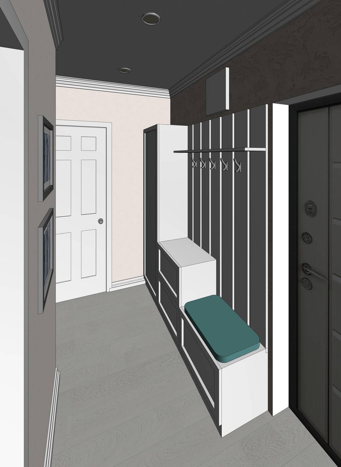 Эскизная визуализация проекта квартиры для молодой пары