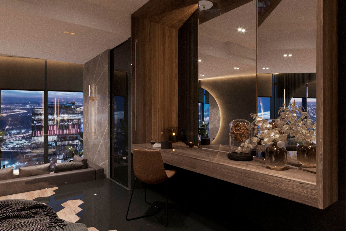 Moscow city. Federation Tower. Sexy room.