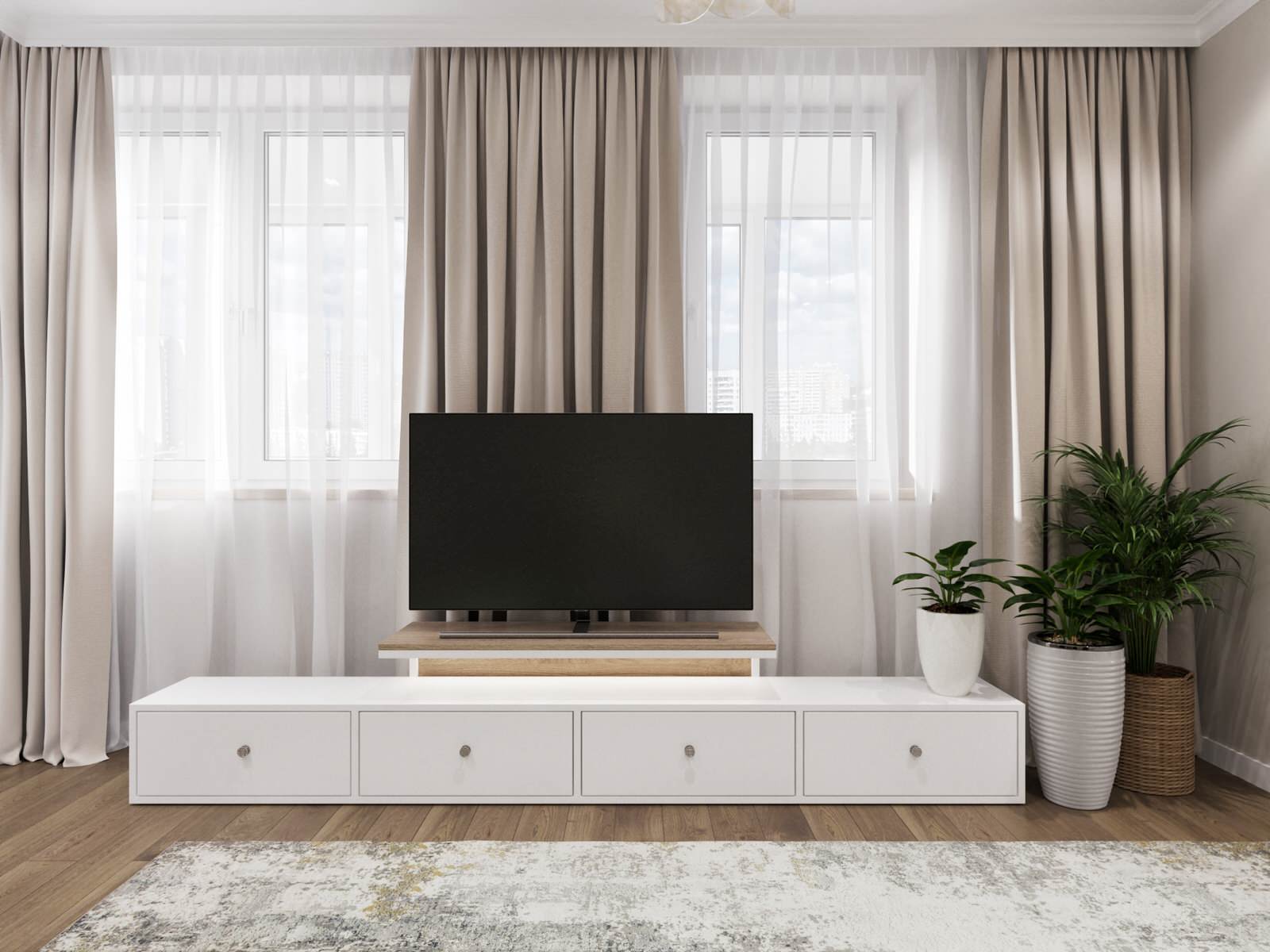 Гостиная с зеленым диваном