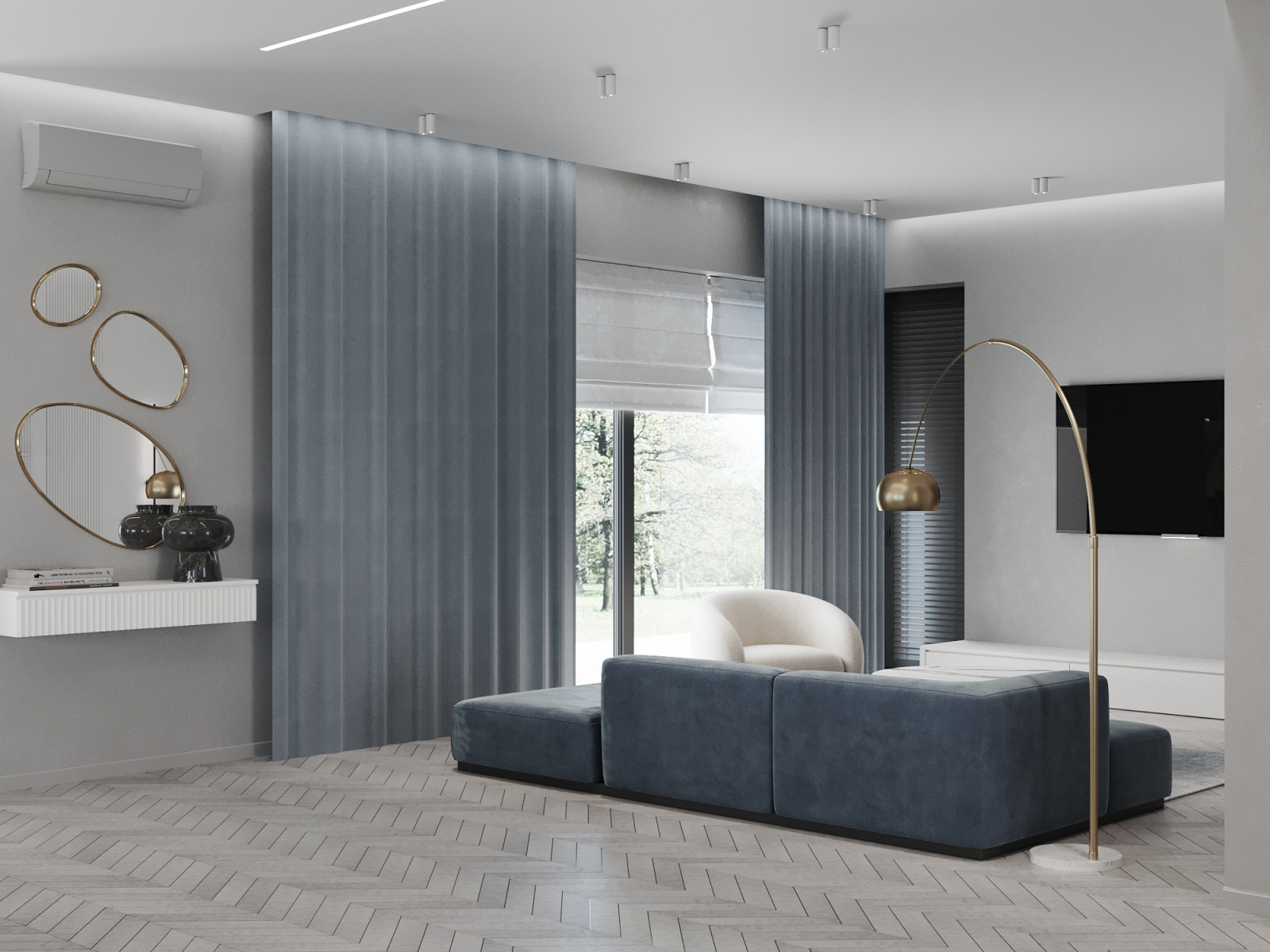 Обложка проекта: Дизайн-проект дома в голубых тонах