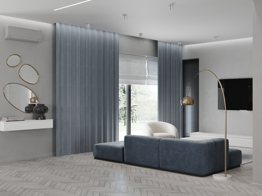 Обложка проекта: Дизайн-проект дома в голубых тонах