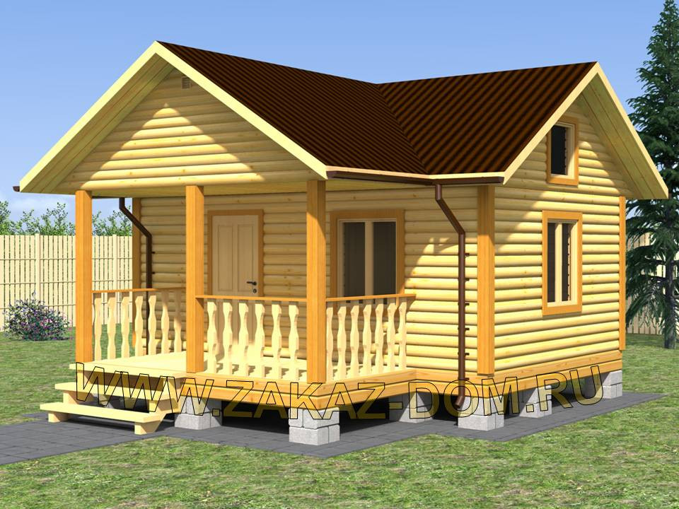 Проект одноэтажной бани из бруса (6х6 м) : Б-106