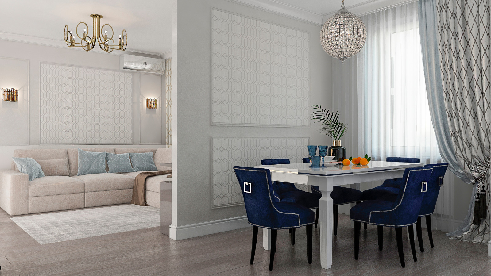 Визуализации из проекта трехкомнатной квартиры, ЖК Улеши, Саратов