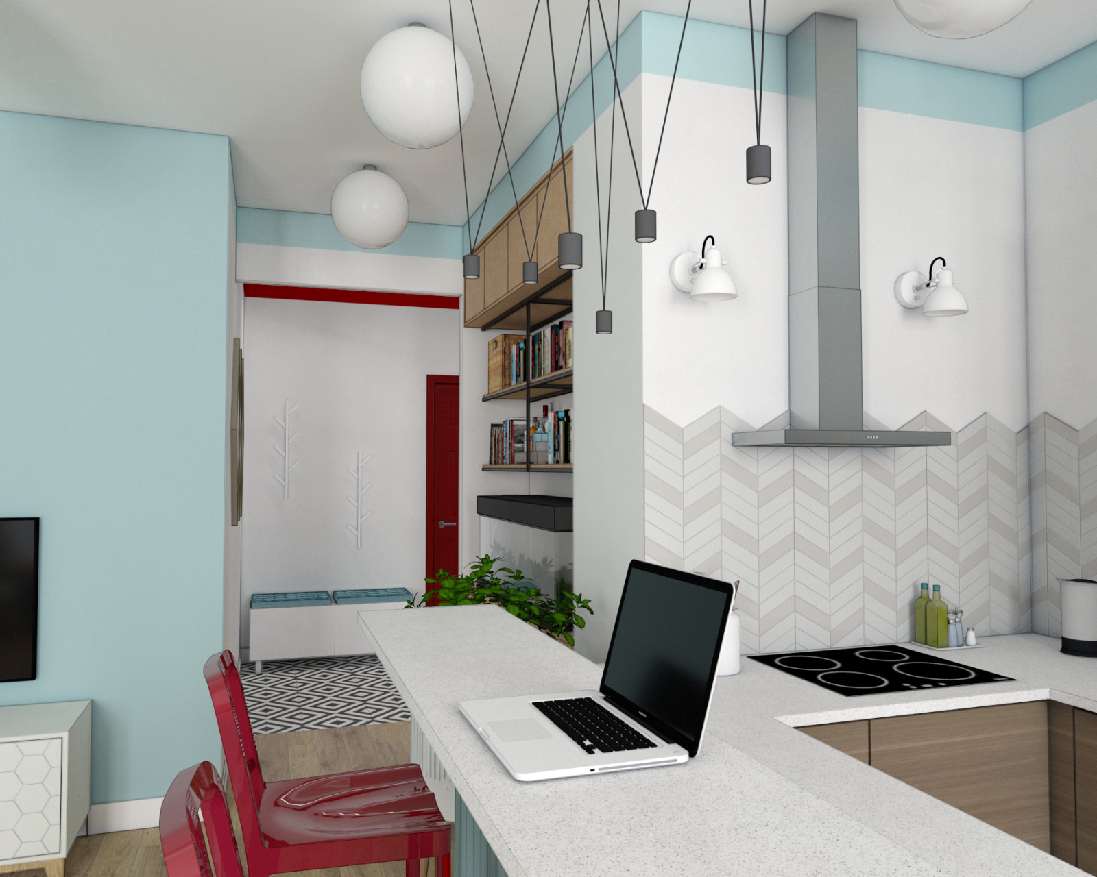 Интерьер с красными акцентами