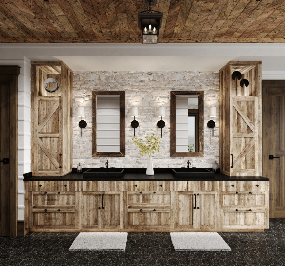 Обложка проекта: Rustic bathroom in 2 layouts versions