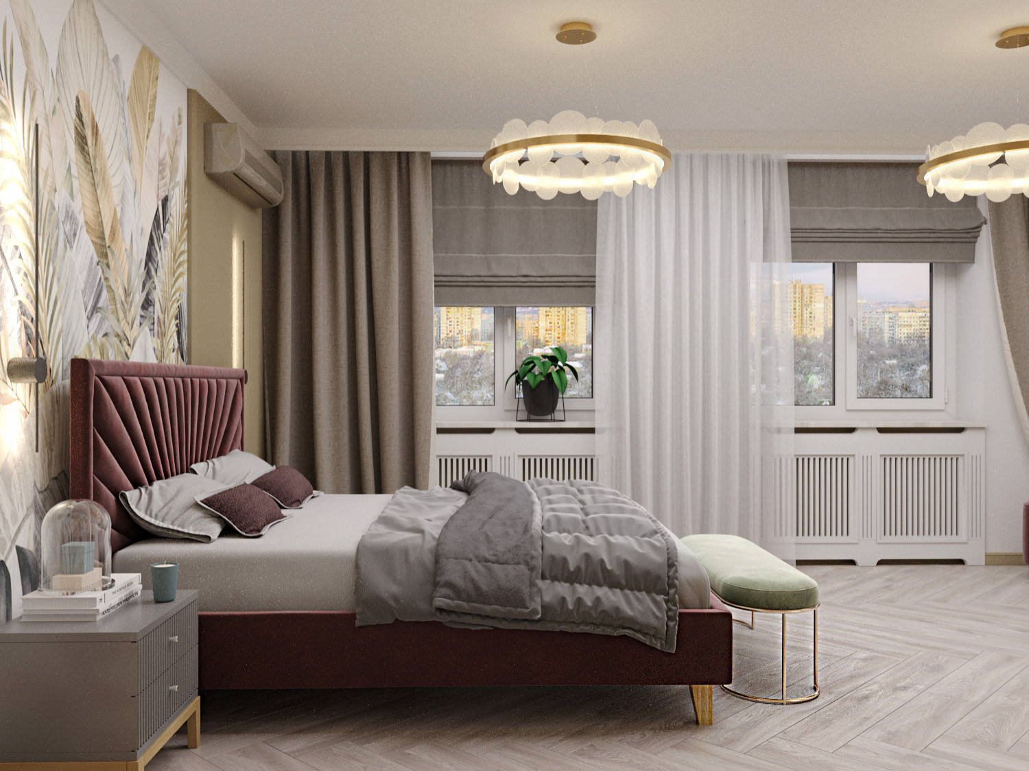 Дизайн спальни в квартире, 100м2 г. Тюмень, ул. Велижанская