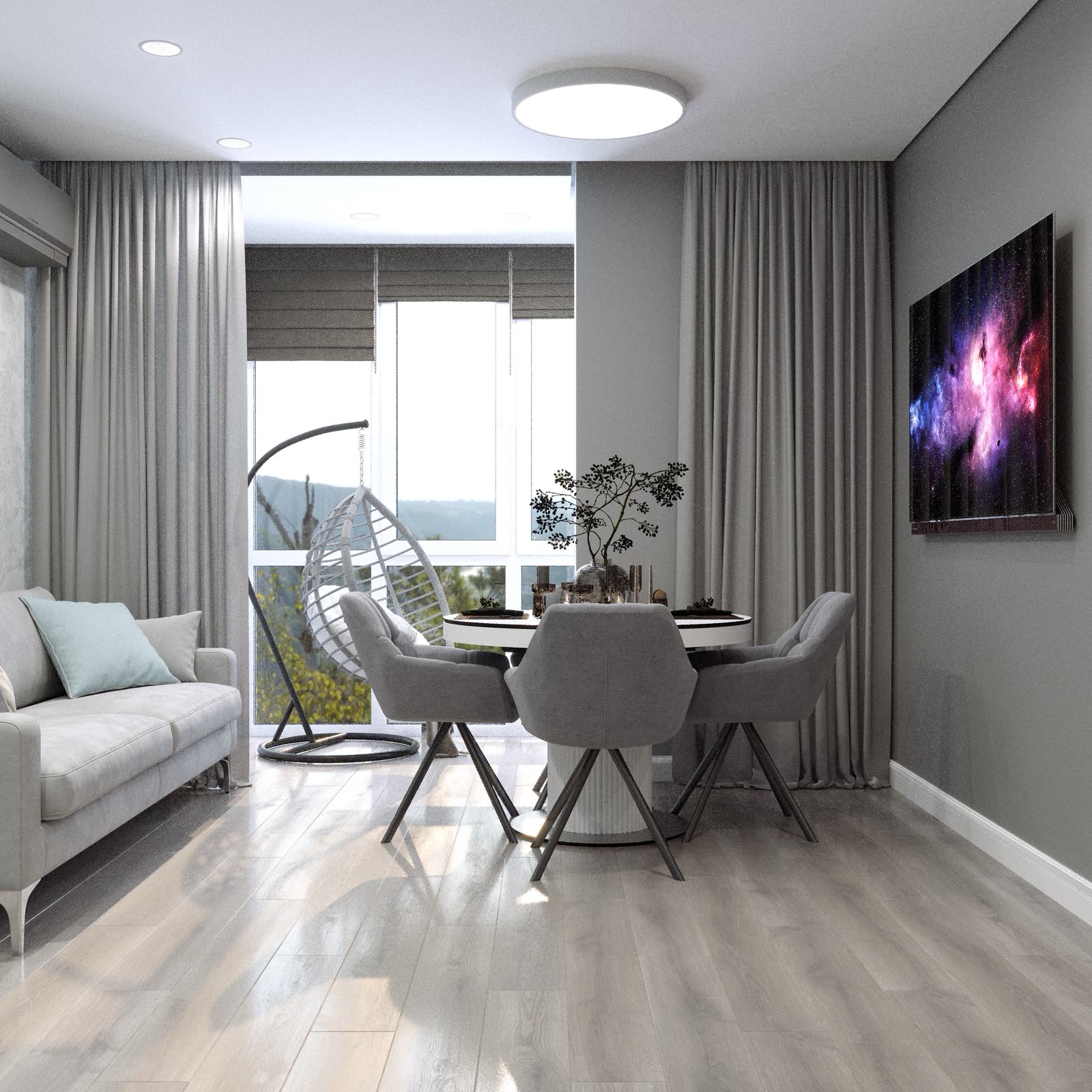 Стильный интерьер в серых тонах