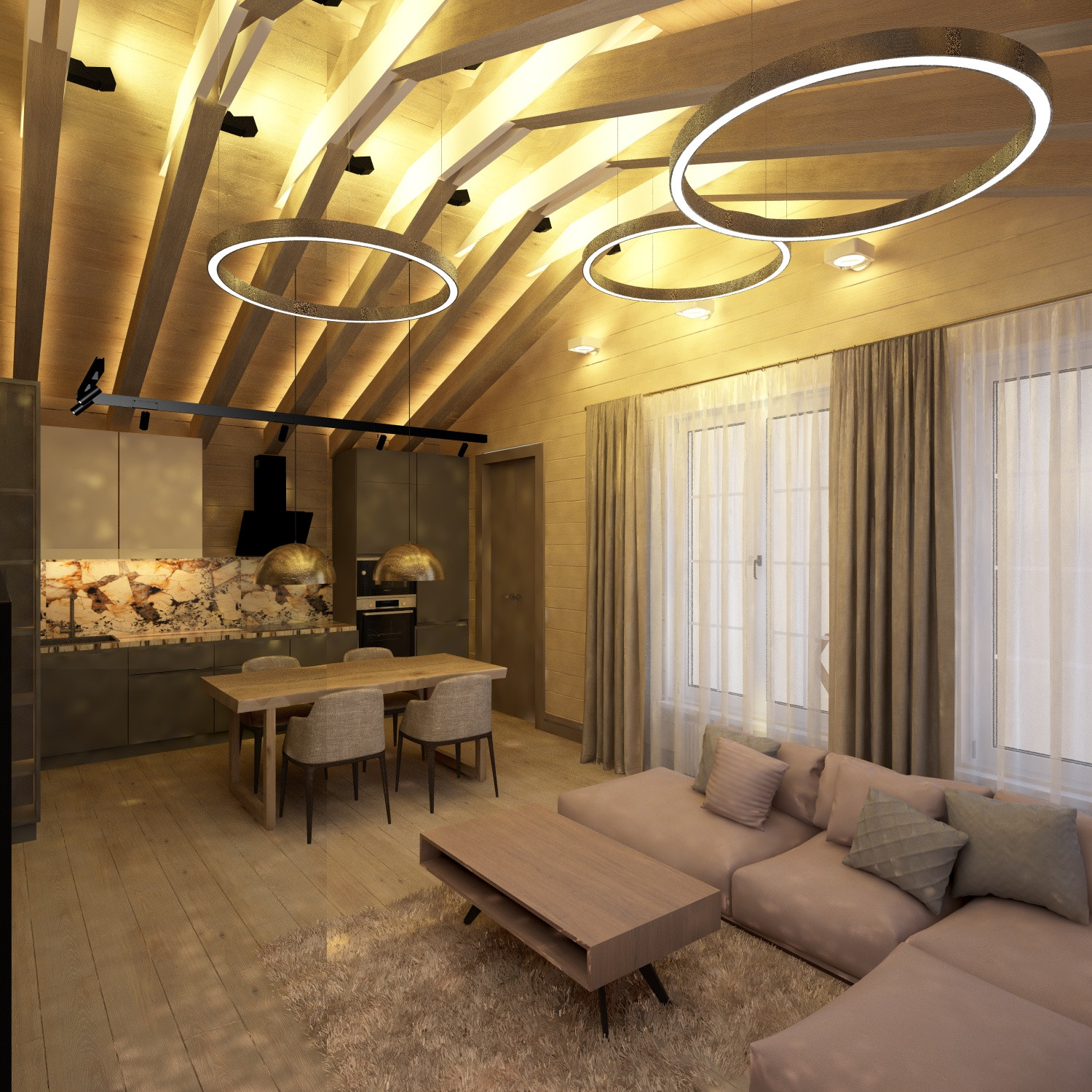 Кухня-Гостиная в доме